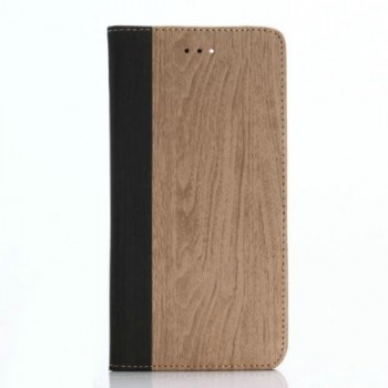 Чехол портмоне подставка текстура Дерево на пластиковой основе для Iphone 7  Бежевый