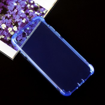 Силиконовый глянцевый полупрозрачный чехол с улучшенной защитой элементов корпуса (заглушки) для Iphone 7/8 Синий