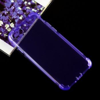 Силиконовый глянцевый полупрозрачный чехол с улучшенной защитой элементов корпуса (заглушки) для Iphone 7/8 Фиолетовый