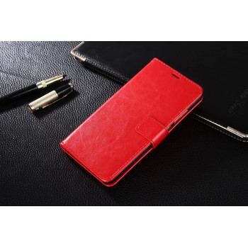 Глянцевый водоотталкивающий чехол портмоне подставка для Xiaomi RedMi Note 4 с магнитной защелкой и отделениями для карт Красный