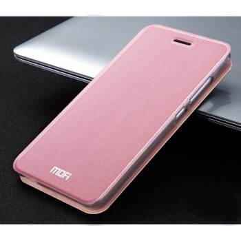 Чехол горизонтальная книжка подставка текстура Металлик на силиконовой основе для Xiaomi RedMi Note 4  Розовый