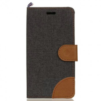 Чехол горизонтальная книжка подставка текстура Ткань на силиконовой основе с отсеком для карт с на дизайнерской магнитной защелке для LG K7  Черный
