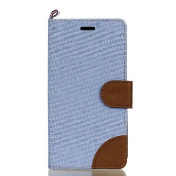 Чехол горизонтальная книжка подставка текстура Ткань на силиконовой основе с отсеком для карт с на дизайнерской магнитной защелке для LG K7  Голубой