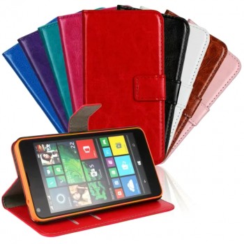 Винтажный чехол портмоне подставка на пластиковой основе на магнитной защелке для Microsoft Lumia 640 