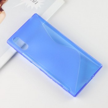 Силиконовый матовый полупрозрачный чехол с нескользящими гранями и дизайнерской текстурой S для Sony Xperia XZ/XZs Синий