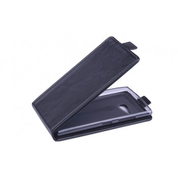 Чехол вертикальная книжка на силиконовой основе на магнитной защелке для Nokia Lumia 730/735  Черный