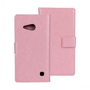 Глянцевый водоотталкивающий чехол портмоне подставка на пластиковой основе на магнитной защелке для Nokia Lumia 730/735  Розовый
