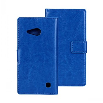 Глянцевый водоотталкивающий чехол портмоне подставка на пластиковой основе на магнитной защелке для Nokia Lumia 730/735  Синий