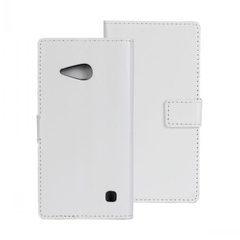 Глянцевый водоотталкивающий чехол портмоне подставка на пластиковой основе на магнитной защелке для Nokia Lumia 730/735  Белый