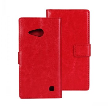 Глянцевый водоотталкивающий чехол портмоне подставка на пластиковой основе на магнитной защелке для Nokia Lumia 730/735  Красный