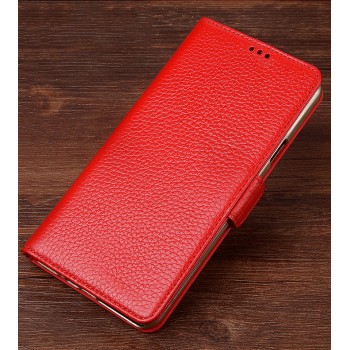 Кожаный чехол портмоне подставка (премиум нат. кожа) с крепежной застежкой для Sony Xperia XZ/XZs Красный
