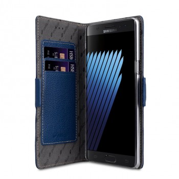 Кожаный чехол портмоне подставка на пластиковой основе на магнитной защелке для Samsung Galaxy Note 7 