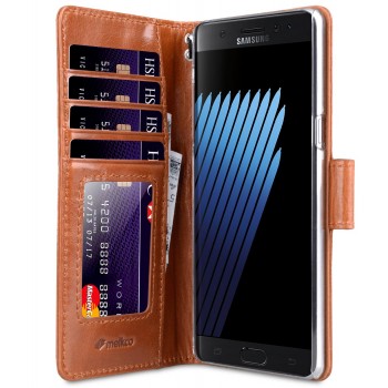 Винтажный кожаный чехол портмоне подставка на пластиковой основе на магнитной защелке для Samsung Galaxy Note 7 
