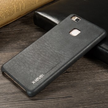 Силиконовый чехол накладка для Huawei P9 Lite с текстурой кожи Черный