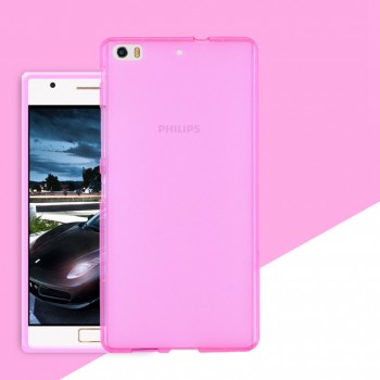 Силиконовый матовый полупрозрачный чехол для Philips X818 Розовый