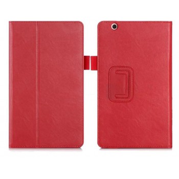 Чехол книжка подставка с рамочной защитой экрана, крепежом для стилуса, отсеком для карт и поддержкой кисти для Huawei MediaPad M3  Красный