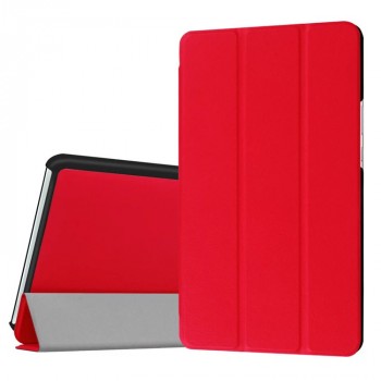 Сегментарный чехол книжка подставка на непрозрачной поликарбонатной основе для Huawei MediaPad M3 Красный