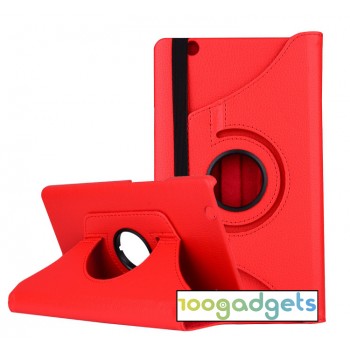 Роторный чехол книжка подставка на непрозрачной поликарбонатной основе для Huawei MediaPad M3  Красный