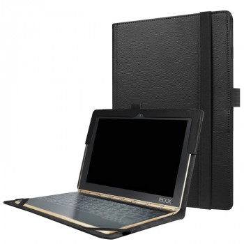 Чехол книжка с рамочной защитой экрана и крепежом для стилуса для Lenovo Yoga Book Черный