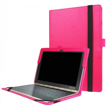 Чехол книжка с рамочной защитой экрана и крепежом для стилуса для Lenovo Yoga Book Пурпурный
