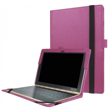 Чехол книжка с рамочной защитой экрана и крепежом для стилуса для Lenovo Yoga Book Фиолетовый