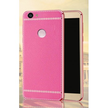 Силиконовый чехол накладка для Huawei Nova с текстурой кожи Розовый