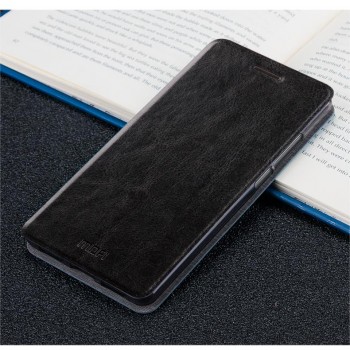 Глянцевый чехол горизонтальная книжка подставка на силиконовой основе для Meizu M5 Note Черный