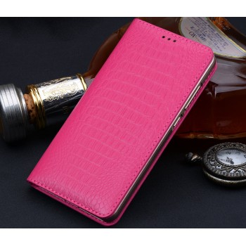 Кожаный чехол горизонтальная книжка подставка (премиум нат. кожа крокодила) для Huawei Nova Розовый