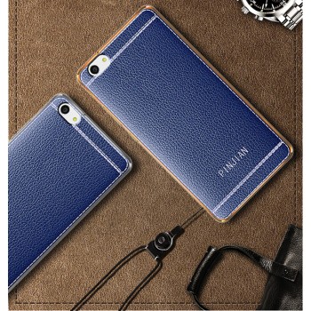Силиконовый чехол накладка для Meizu U20 с текстурой кожи Синий