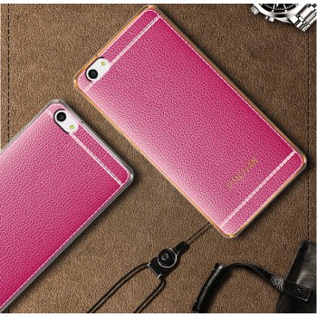 Силиконовый чехол накладка для Meizu U10 с текстурой кожи Розовый