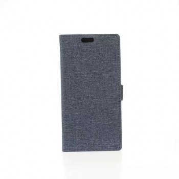 Чехол портмоне подставка на пластиковой основе с тканевым покрытием на магнитной защелке для HTC Desire 820  Серый