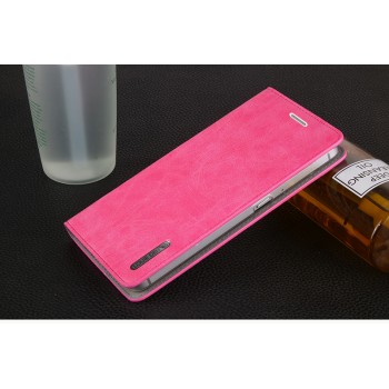 Винтажный чехол горизонтальная книжка подставка на пластиковой основе с отсеком для карт на присосках для HTC Desire 820 Розовый