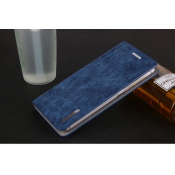 Винтажный чехол горизонтальная книжка подставка на пластиковой основе с отсеком для карт на присосках для HTC Desire 820 Синий