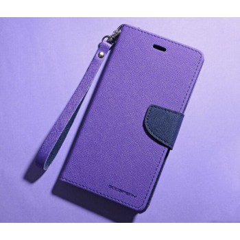 Чехол портмоне подставка на силиконовой основе с тканевым покрытием на магнитной защелке для HTC Desire 820  Фиолетовый