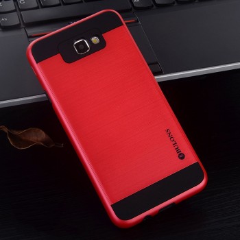 Противоударный двухкомпонентный силиконовый матовый непрозрачный чехол с поликарбонатными вставками экстрим защиты для Samsung Galaxy J5 Prime Красный