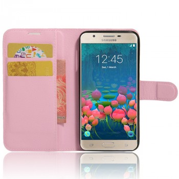 Чехол портмоне подставка на силиконовой основе на магнитной защелке для Samsung Galaxy J5 Prime Розовый