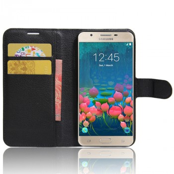 Чехол портмоне подставка на силиконовой основе на магнитной защелке для Samsung Galaxy J5 Prime Черный