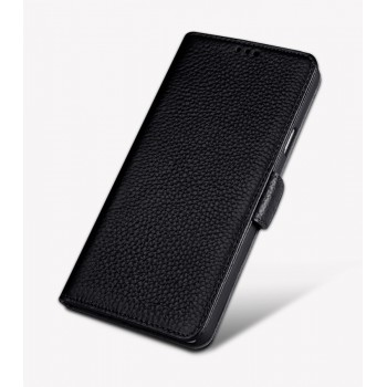 Кожаный чехол портмоне подставка (премиум нат. кожа) с крепежной застежкой для Samsung Galaxy J5 Prime Черный