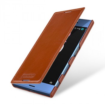 Кожаный чехол горизонтальная книжка (премиум нат. винтажная кожа) для Sony Xperia XZ/XZs 