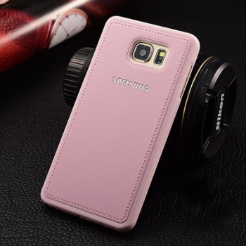 Силиконовый матовый непрозрачный чехол с текстурным покрытием Кожа для Samsung Galaxy Note 5  Розовый