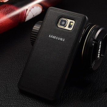 Силиконовый матовый непрозрачный чехол с текстурным покрытием Кожа для Samsung Galaxy Note 5  Черный