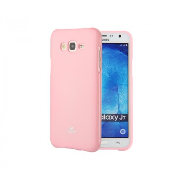 Силиконовый глянцевый непрозрачный чехол для Samsung Galaxy J7  Розовый