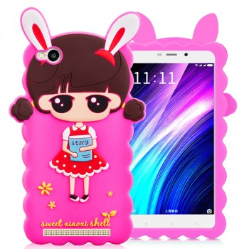 Силиконовый матовый непрозрачный дизайнерский фигурный чехол для Xiaomi RedMi 4A  Пурпурный