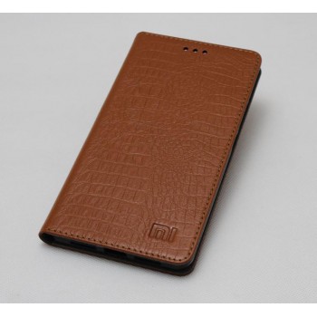 Кожаный чехол горизонтальная книжка (премиум нат. кожа крокодила) с крепежной застежкой для Xiaomi Mi5S  Бежевый