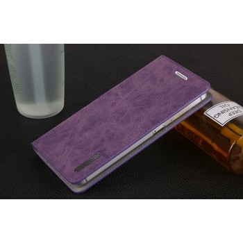 Винтажный чехол горизонтальная книжка подставка на пластиковой основе с отсеком для карт на присосках для Meizu M3E  Фиолетовый