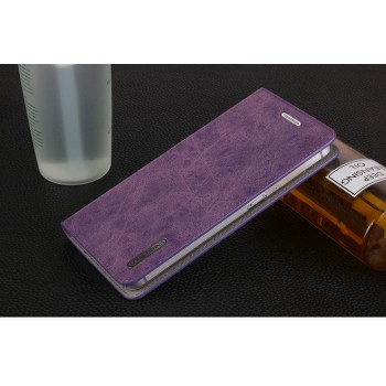 Винтажный чехол горизонтальная книжка подставка с отсеком для карт на присосках для Meizu U10 Фиолетовый