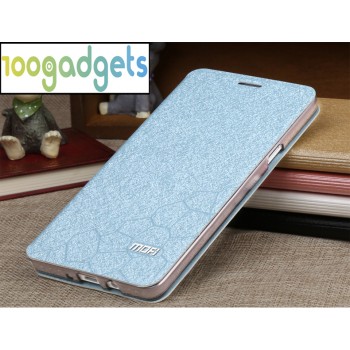 Чехол горизонтальная книжка подставка текстура Соты на силиконовой основе для Samsung Galaxy A7  Голубой