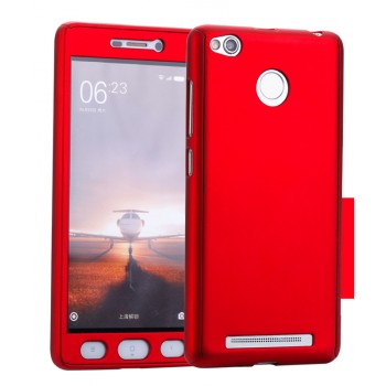 Пластиковый непрозрачный матовый чехол с улучшенной защитой элементов корпуса и экрана для Xiaomi Redmi 3S  Красный