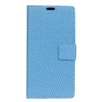 Чехол портмоне подставка на силиконовой основе текстура Кирпичи на магнитной защелке для Meizu U20 Голубой