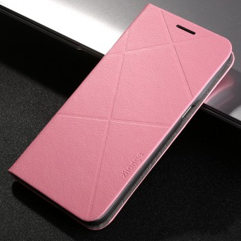 Чехол горизонтальная книжка подставка текстура Линии на пластиковой основе с отсеком для карт для Samsung Galaxy S7  Розовый